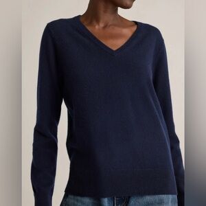 Quince Deep Blue V-Neck Sweater